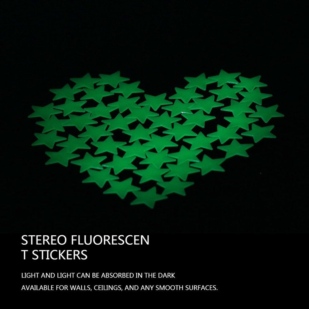 100PCS Home Wall Glow In The Dark Stars Stickers Decal Dreamy Noctilucent Light Green