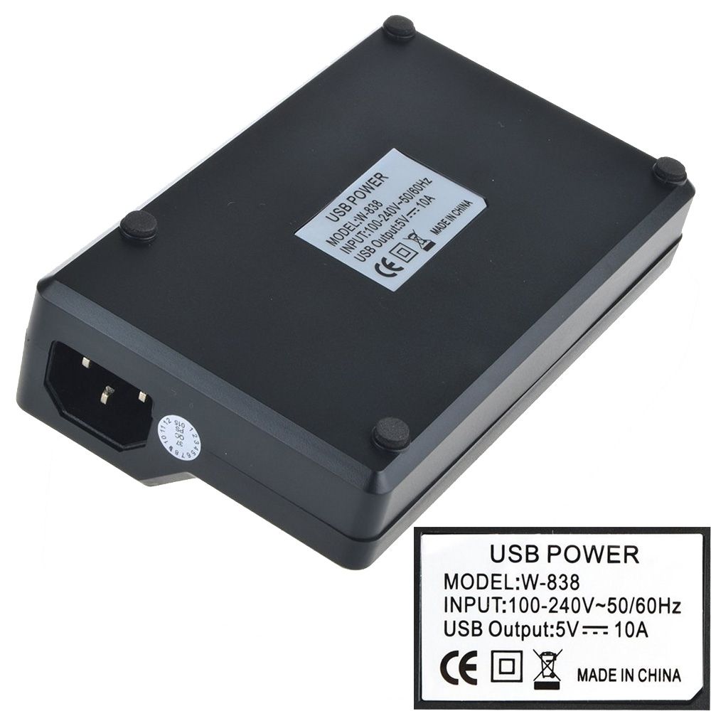60W 10 Ports USB Fast Charging Dock Desktop Smart Charger AC100-240V, US Plug (Black)
