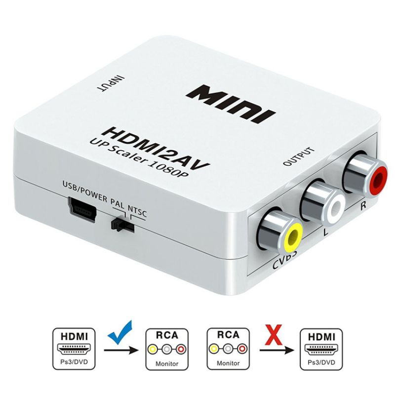 HDMI-Compatible TO AV Scaler Adapter HD Video Composite Converter Box HD ToA