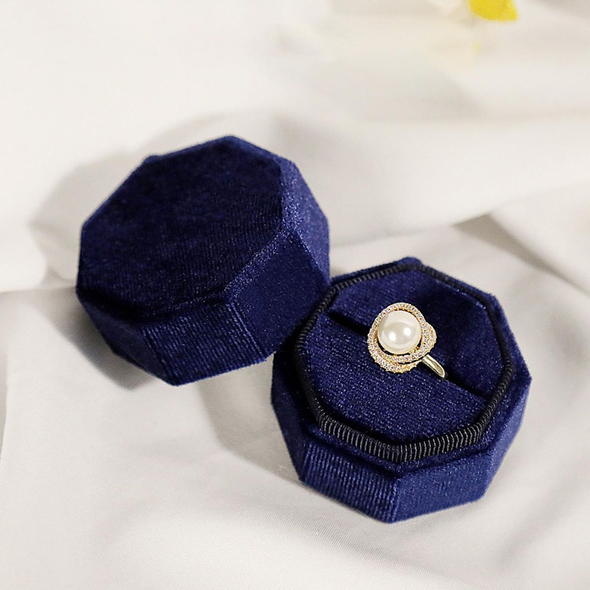 Jewelry Box Couple Rings Box Dressing Table Jewelry Organizer Dark Blue