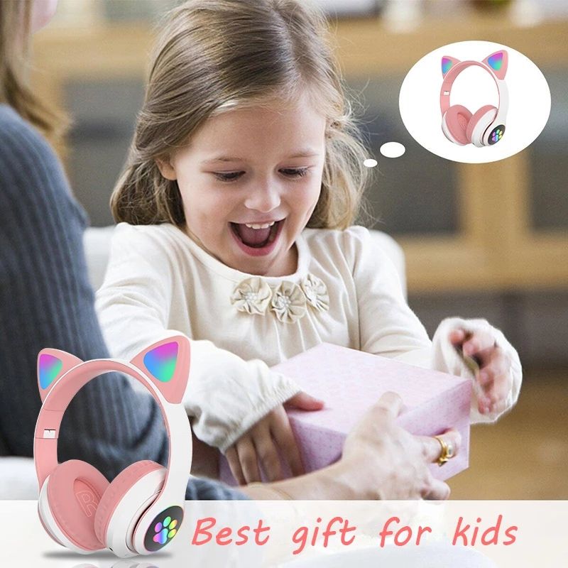 B39 Cute Cat Ears Bluetooth Headphone Wireless Headset Flashing LED