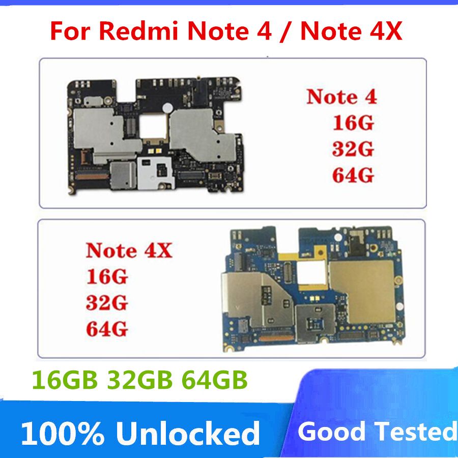 For For Xiaomi Redmi Note 4 / 4X MainBoard 16GB 32GB 64GB