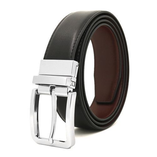 BLACK. LEATHER SHOE WITH REVERSIBLE BLACK AND BROWN BELT