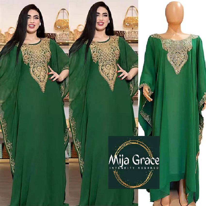 MijaGrace-Women's Loose Large Abaya Dress- Green - FREE SIZE
