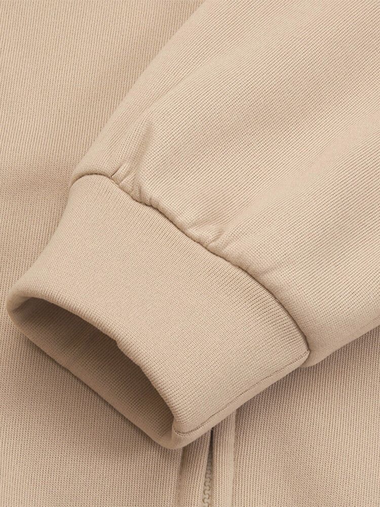 Women Hooded Fleece Long Loose Cap Rope Casual Sweatshirt With Side Pockets-Army Green