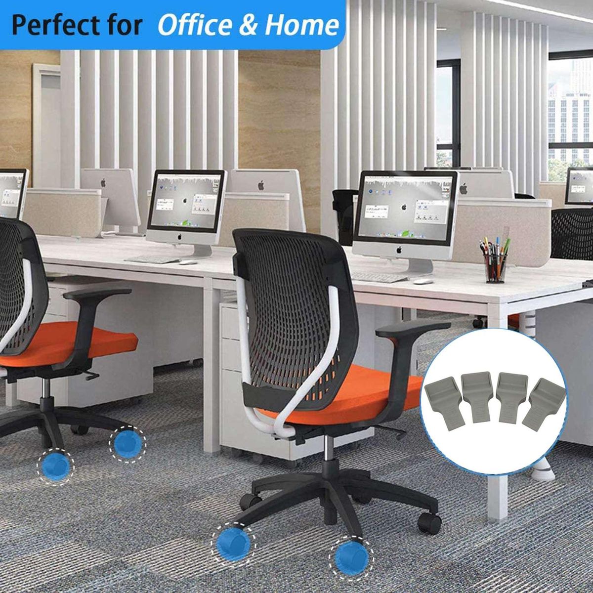 Furniture Stopper Door Stop Wedge Dual Purpose Caster Cups Fits to All Wheels of Furniture,Sofas Beds Gray V Shape