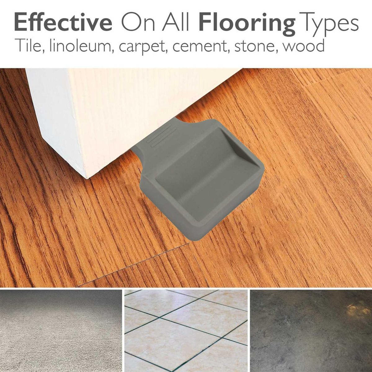 Furniture Stopper Door Stop Wedge Dual Purpose Caster Cups Fits to All Wheels of Furniture,Sofas Beds Gray V Shape
