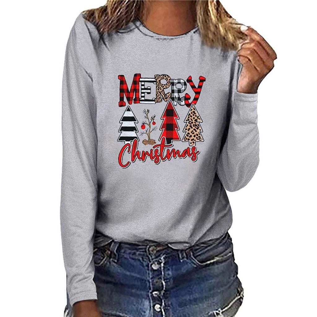 MERRY CHRISTMAS Women Long Sleeve O-neck Sweatshirt Pullover Blouse