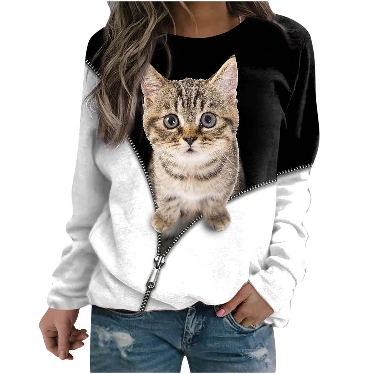 Women Shirts Graphic Printed Long Sleeve Crewneck Sweatshirt Pullover