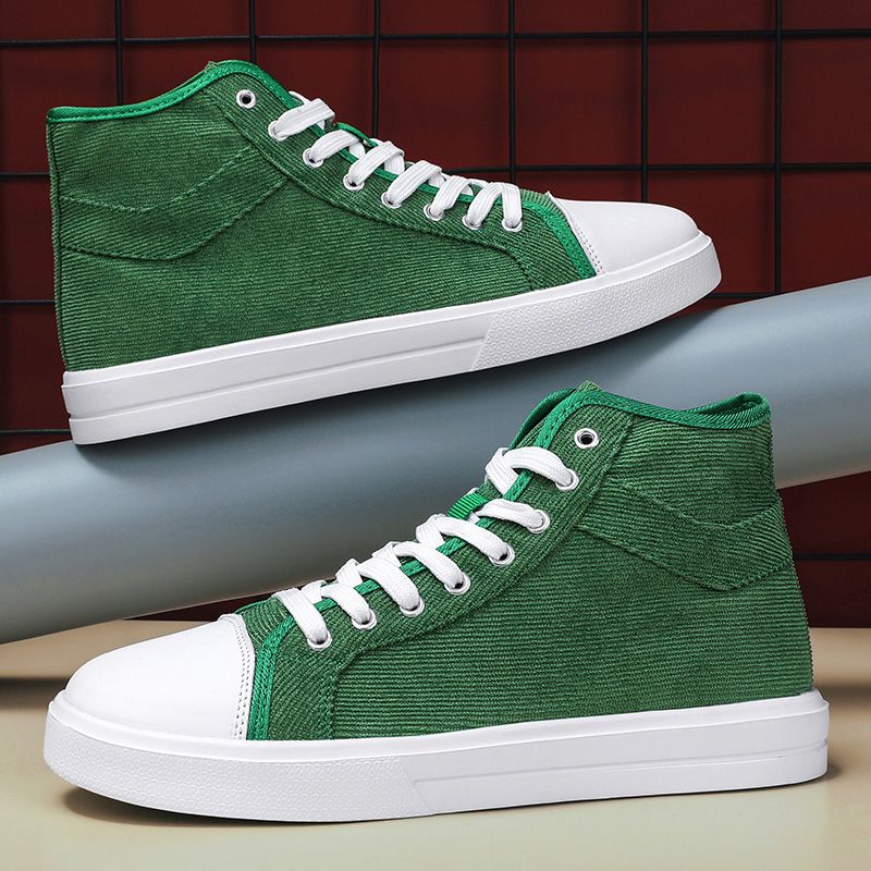 New Trendy Canvas Sneakers Men High-top Shoes EUR Size 36-46 Unisex Fashion Sneakers Comfort Outdoor Casual Skateboard Sports Shoes Students Classic All-match Breathable Canvas Walking Shoes Green