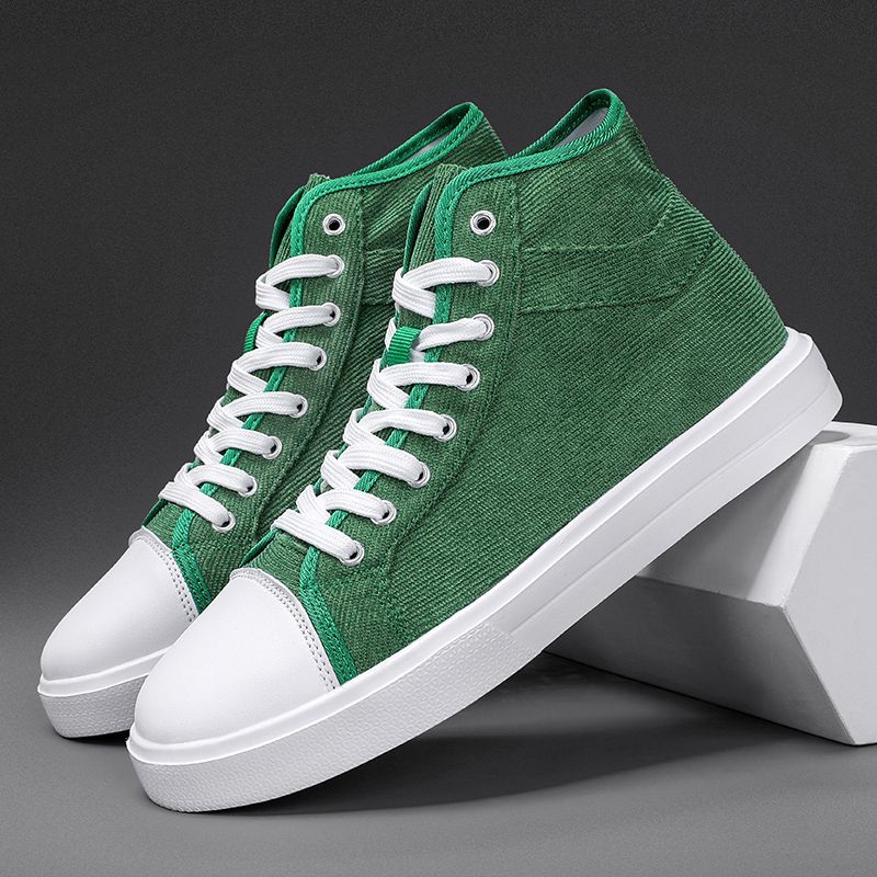 New Trendy Canvas Sneakers Men High-top Shoes EUR Size 36-46 Unisex Fashion Sneakers Comfort Outdoor Casual Skateboard Sports Shoes Students Classic All-match Breathable Canvas Walking Shoes Green