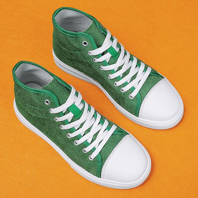 New Trendy Canvas Sneakers Men High-top Shoes EUR Size 36-46 Unisex Fashion Sneakers Comfort Outdoor Casual Skateboard Sports Shoes Students Classic All-match Breathable Canvas Walking Shoes Green