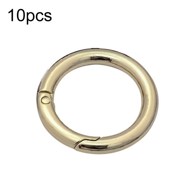 10pcs Zinc Alloy Spring Ring Keychain, Size:Half-inch Light Gold