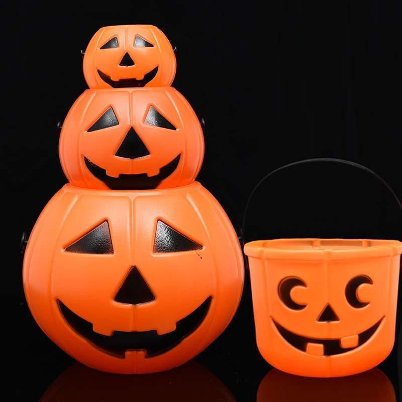 Halloween pumpkin lantern decoration supplies KTV bar night nursery children candy bucket pumpkin bucket wholesale Medium pumpkin bucket with light