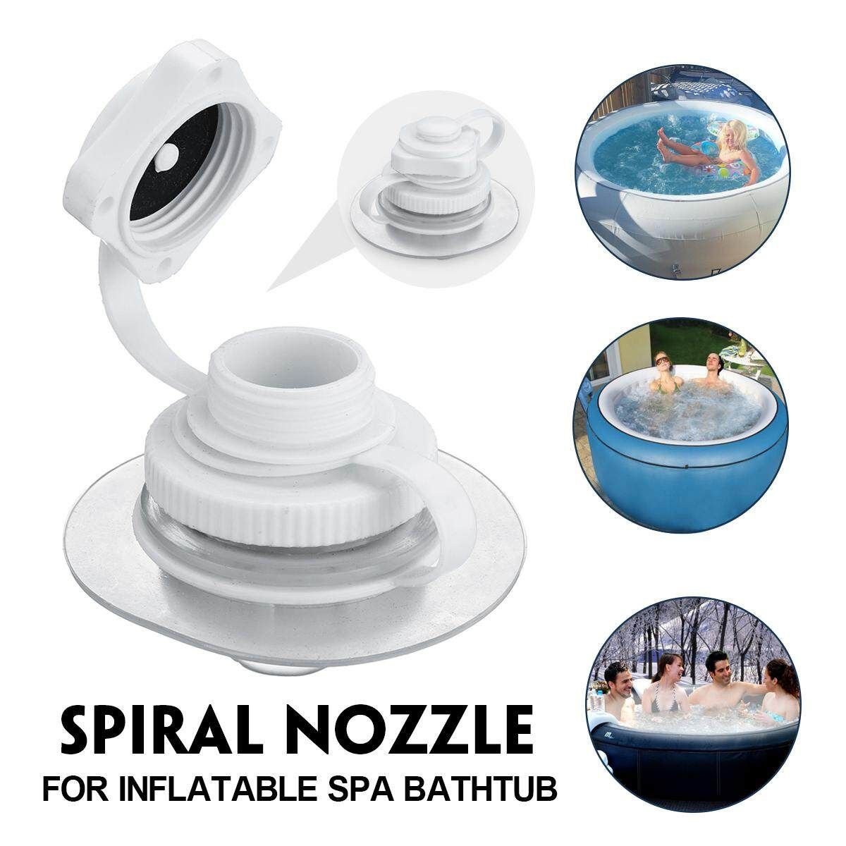 PVC Inflatable Spiral Nozzle Air Inflation Valve Cap For Jacuzzi Spa Hot Tub White