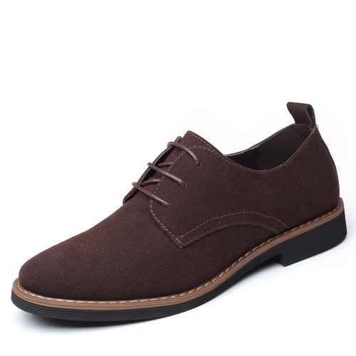 EU 39-48 Fashion Men Casual Shoes Men Flats Lace Up Male Suede Oxfords Men Leather Shoes Brown