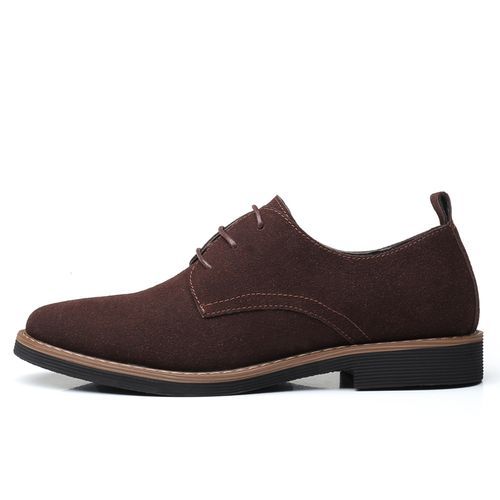 EU 39-48 Fashion Men Casual Shoes Men Flats Lace Up Male Suede Oxfords Men Leather Shoes Brown
