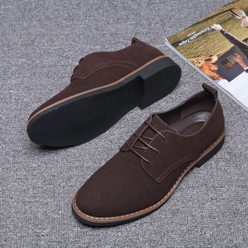 EU 39-48 Fashion Men Casual Shoes Men Flats Lace Up Male Suede Oxfords Men Leather Shoes Brown