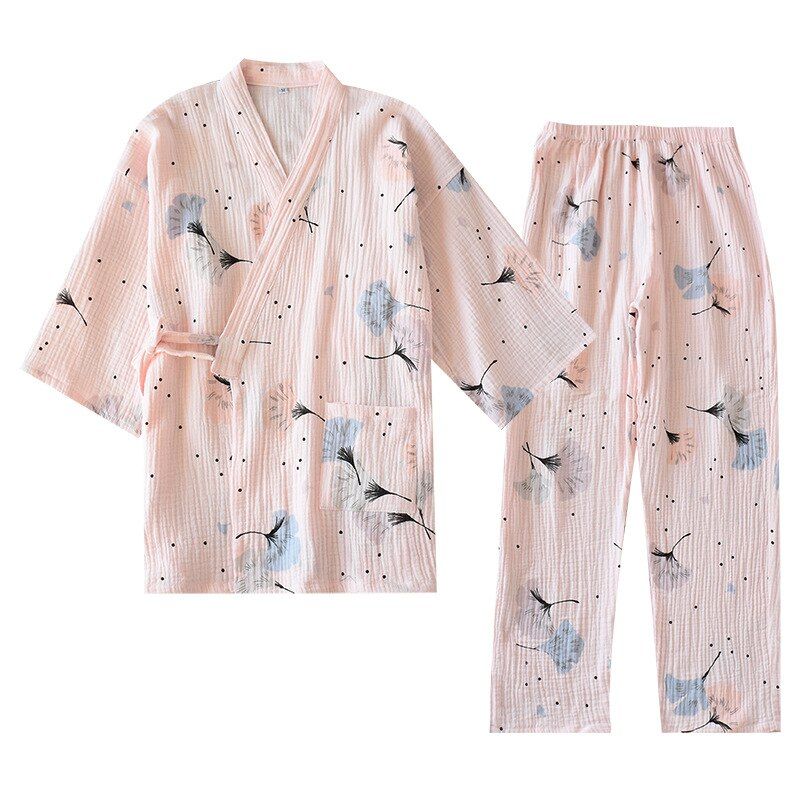 Women's Pajamas Spring And Summer Pure Cotton Yarn Kimono Pajamas