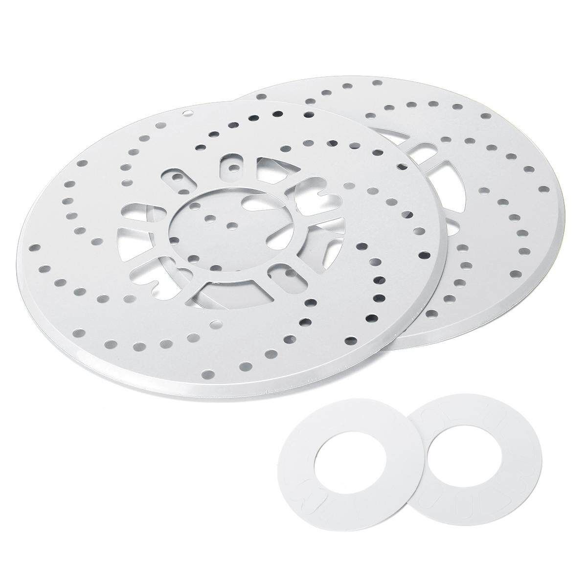 2Pcs Aluminium Car Wheel Brake Disc Cover Decorative Rotor Cross Drilled Silver Silver (silver)