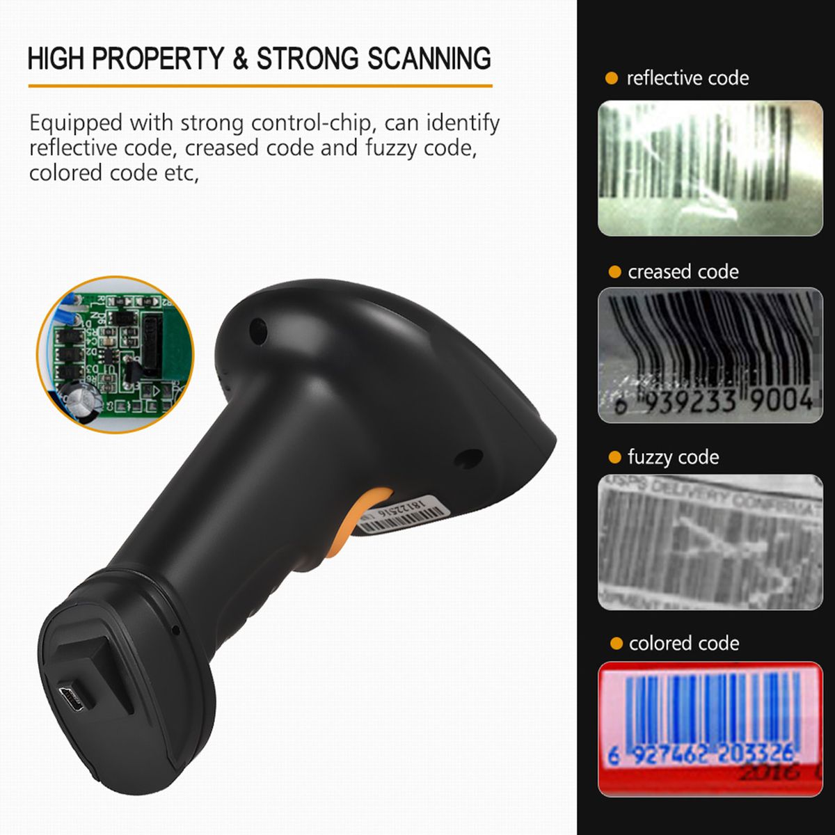 2-in-1 2.4G Wireless Barcode Scanner & USB Wired Barcode