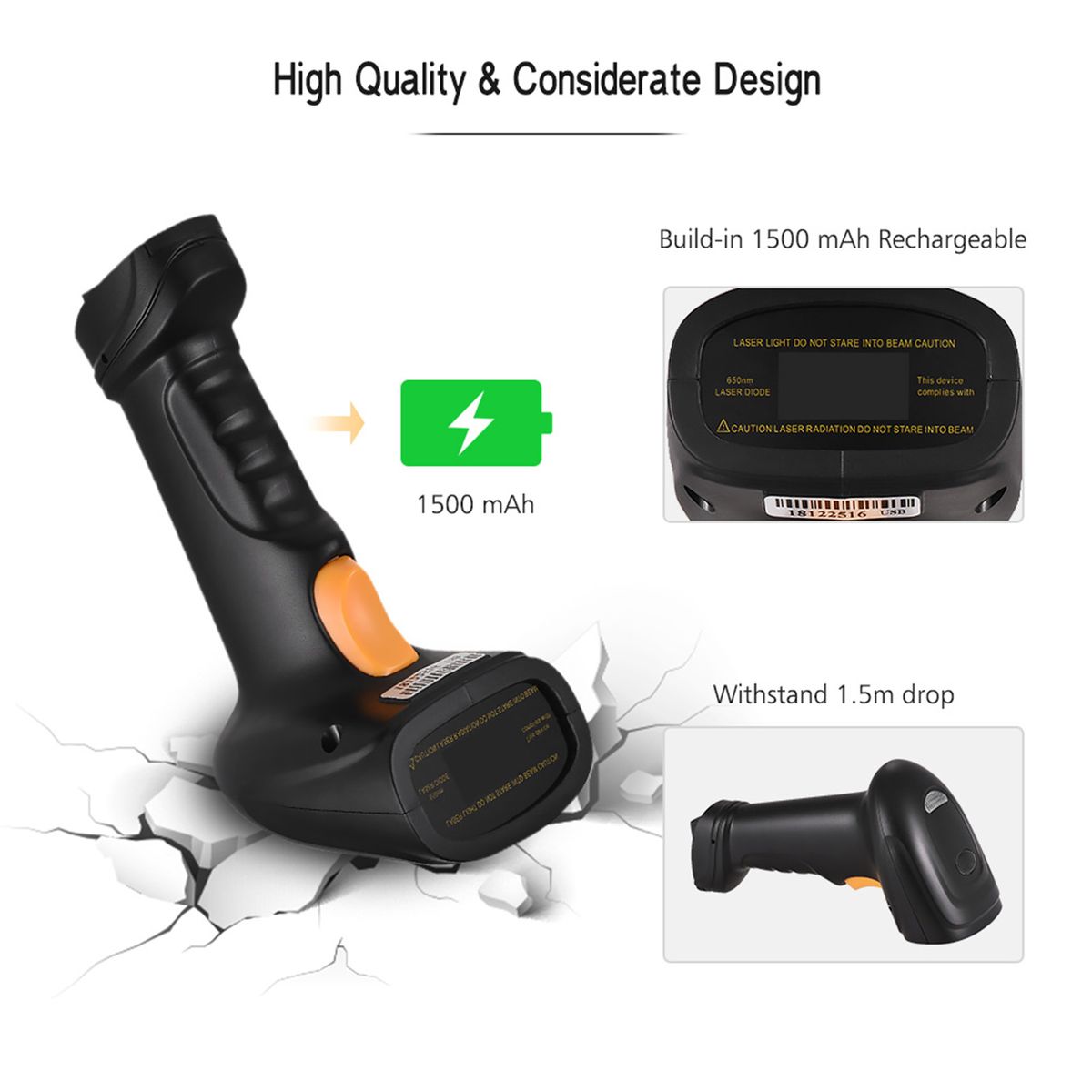 2-in-1 2.4G Wireless Barcode Scanner & USB Wired Barcode