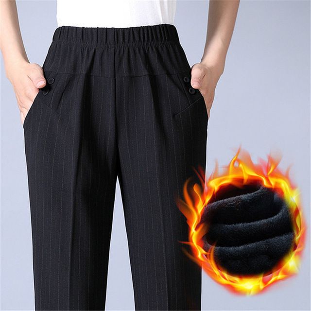 (Solid Line Winter)Plus Size 5XL Women Pants Loose High Elastic Elastic Pants Middle-aged Clothing Autumn Pants  Loose Straight Pants Female Trouse SAB