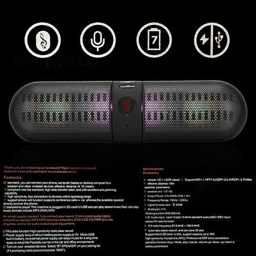 Mini Portable LED Bluetooth Wireless FM Stereo Speaker (White) HT-S