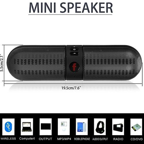Mini Portable LED Bluetooth Wireless FM Stereo Speaker (White) HT-S
