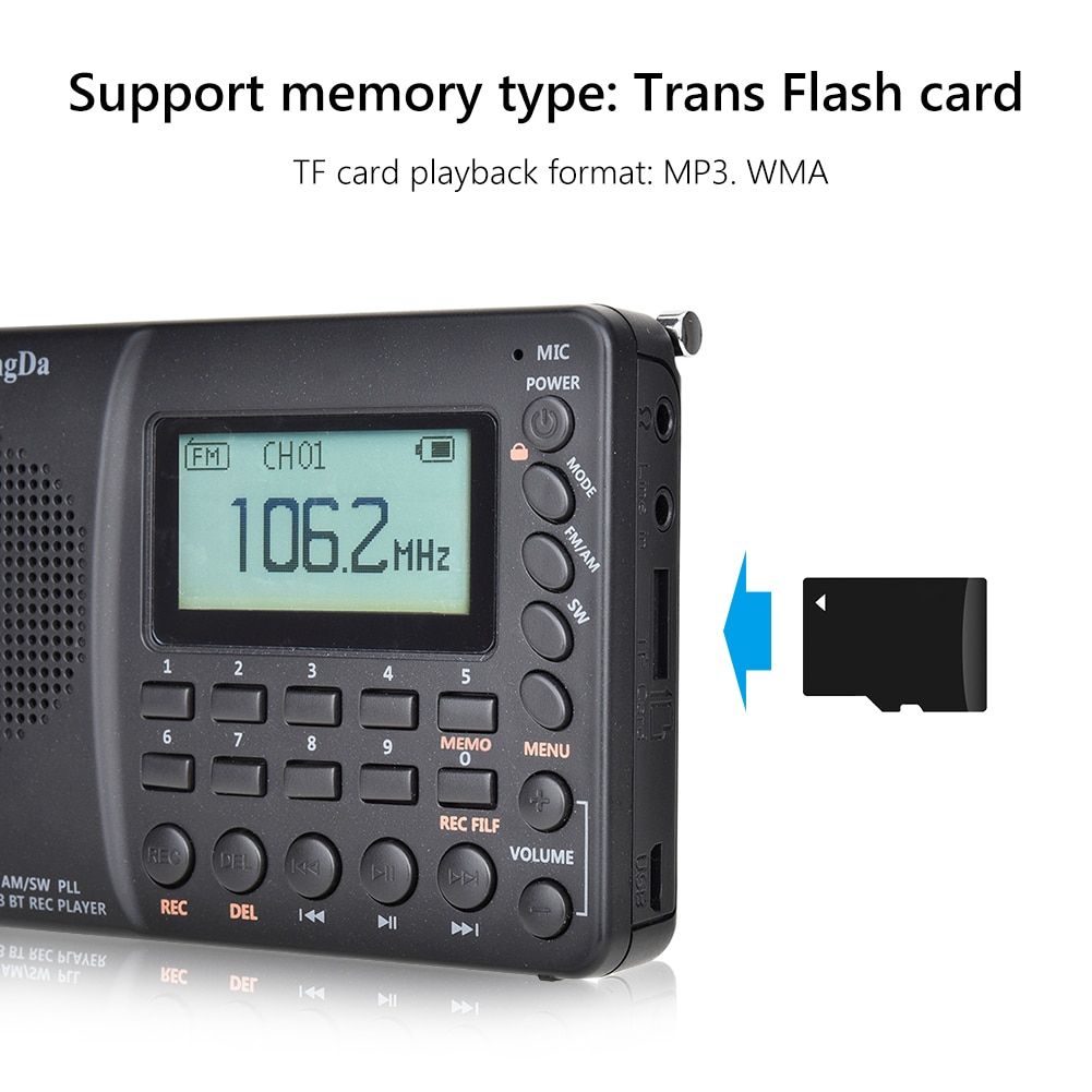 K603 FM/SW/AM Long Switch Life Easy Use Radio Multi Band Digital Radio MP3 Player Bluetooth-compatible Recorder Radiogram