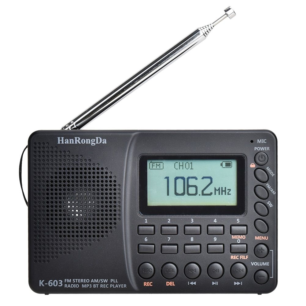 K603 FM/SW/AM Long Switch Life Easy Use Radio Multi Band Digital Radio MP3 Player Bluetooth-compatible Recorder Radiogram