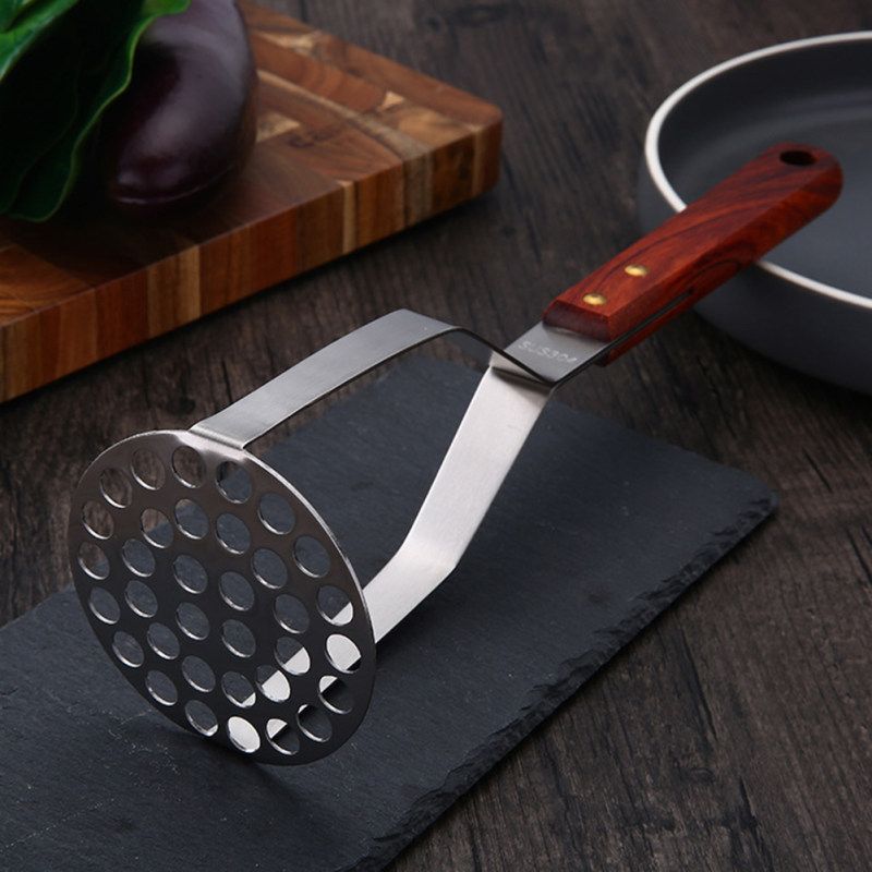 Non Slip Handle Potato Masher Manual Press Vegetable-Wood