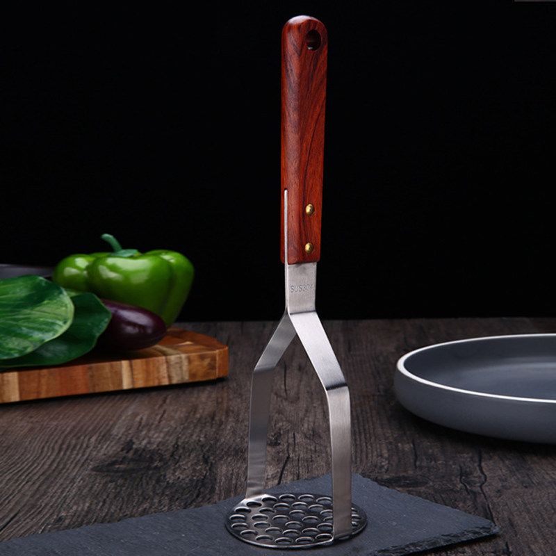 Non Slip Handle Potato Masher Manual Press Vegetable-Wood