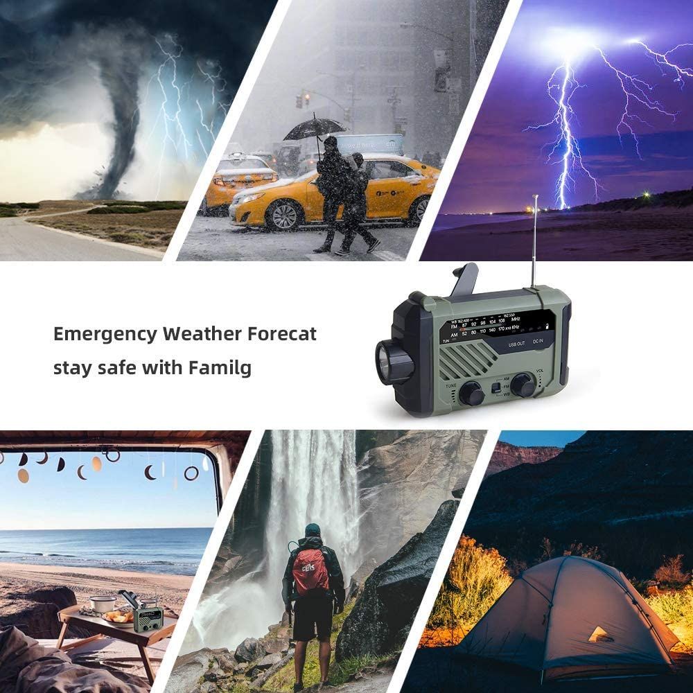 Hand Crank Battery Powered Solar Radio With LED Flashlight
