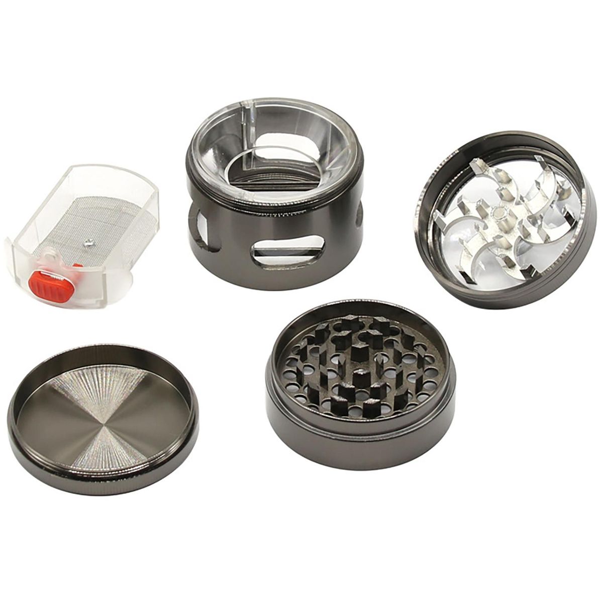 Swing Hand Grinder with Drawers 4-layer Herb Spice Grinder Durable Dark Gray