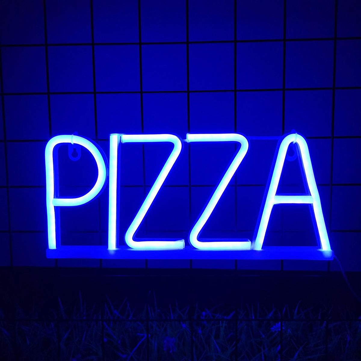 Led Night Light Pizza Neon Sign Led Light Vibrant Wall Art Decor for A Blue