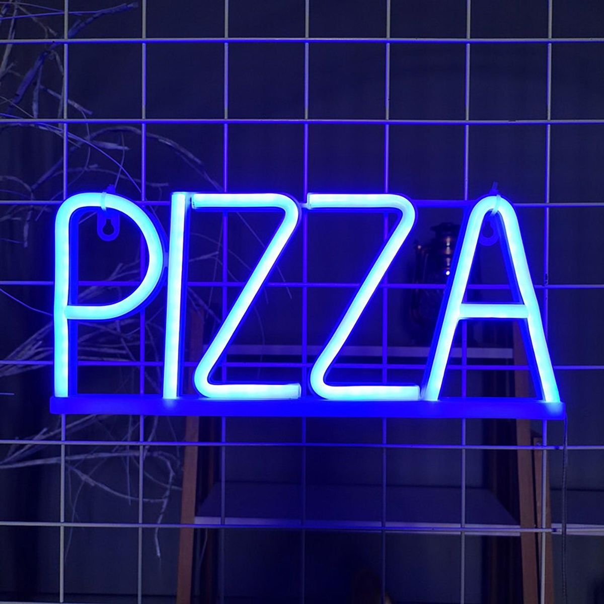 Led Night Light Pizza Neon Sign Led Light Vibrant Wall Art Decor for A Blue