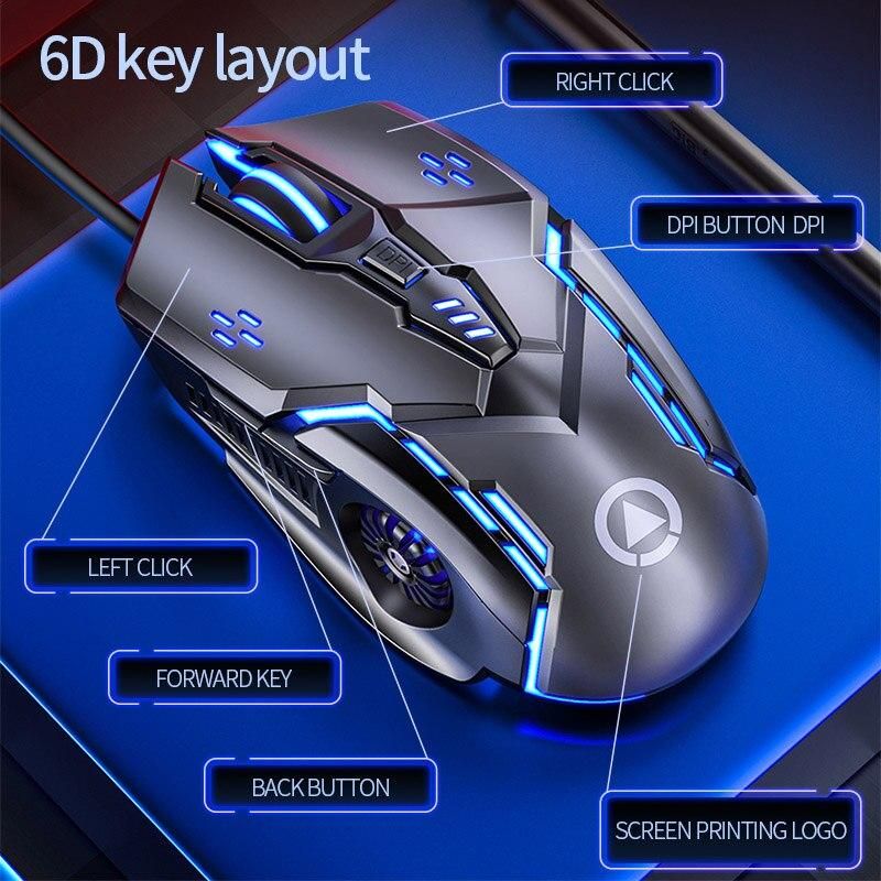 Wired Mouse BackLight High Sensitivity 6 Keys Macro Programming Gaming Mechanica