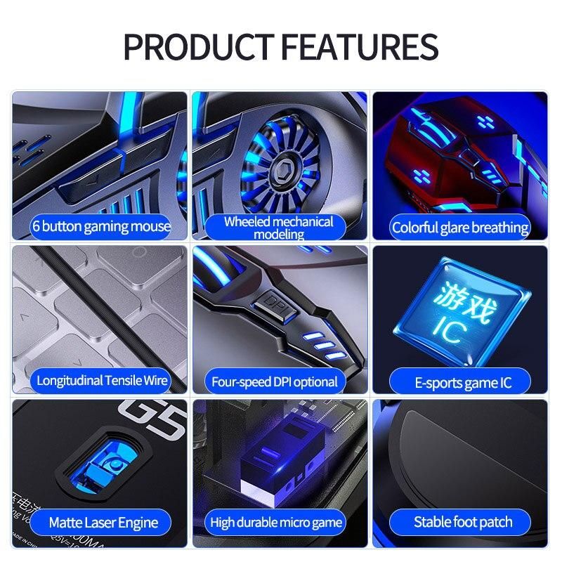 Wired Mouse BackLight High Sensitivity 6 Keys Macro Programming Gaming Mechanica