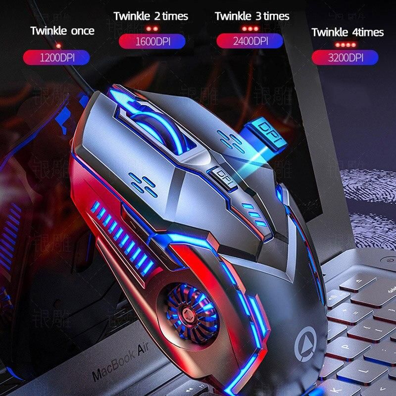 Wired Mouse BackLight High Sensitivity 6 Keys Macro Programming Gaming Mechanica