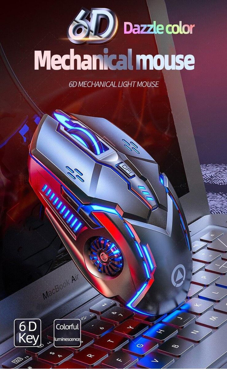 Wired Mouse BackLight High Sensitivity 6 Keys Macro Programming Gaming Mechanica