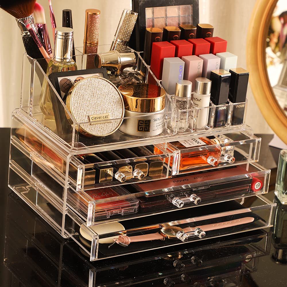 3 Levels Transparent Cosmetic Makeup Organizer Box