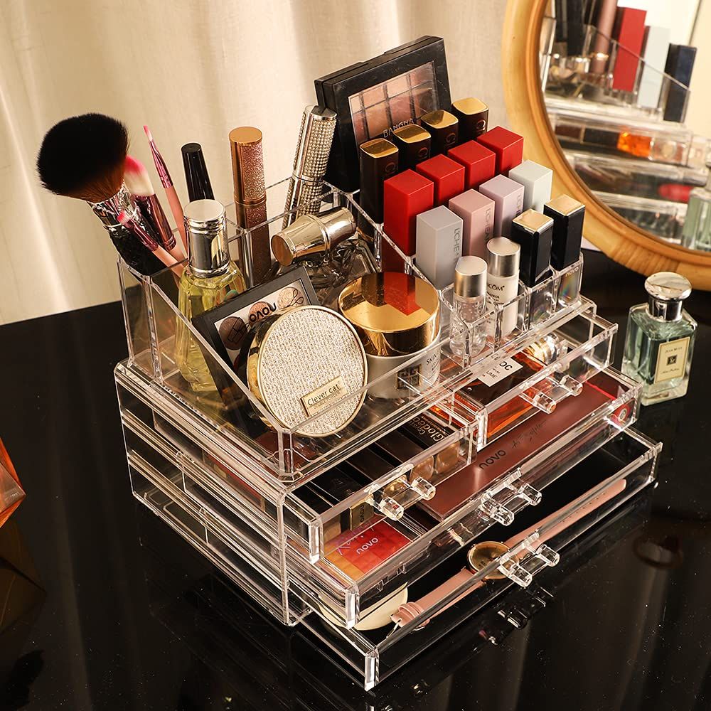 3 Levels Transparent Cosmetic Makeup Organizer Box