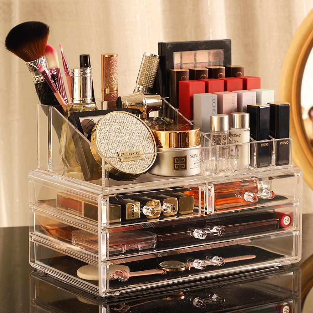 3 Levels Transparent Cosmetic Makeup Organizer Box