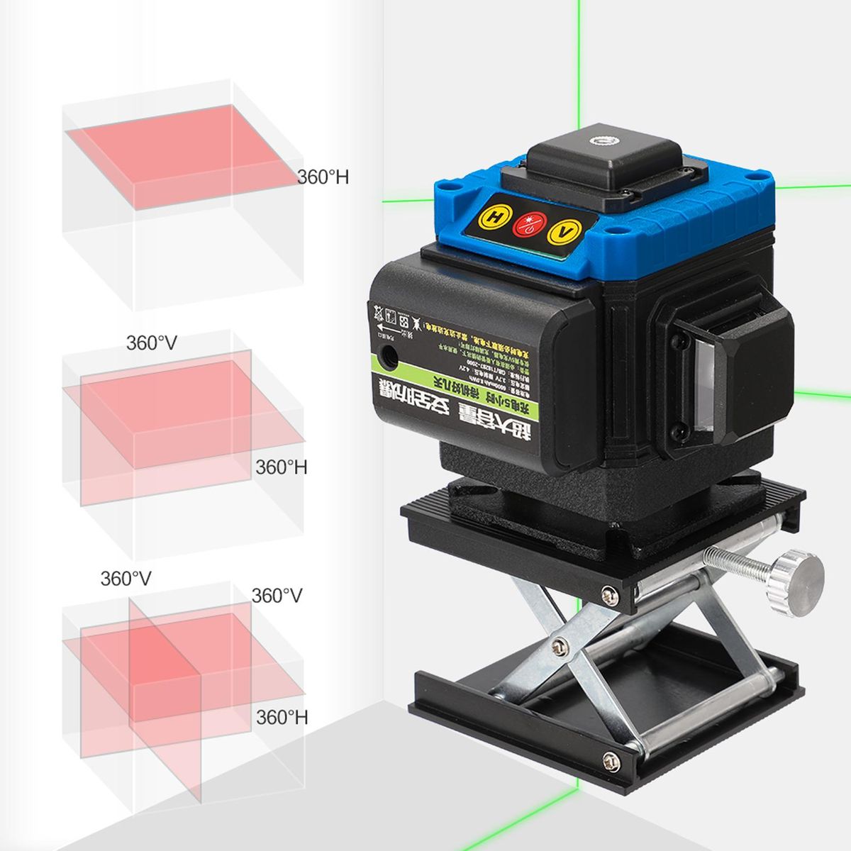 Touched Keys Multifunctional 12 Green Line Leveler 3D 360-degree Laser Level Measurment Instrument with Fixed Base Adjustment Function