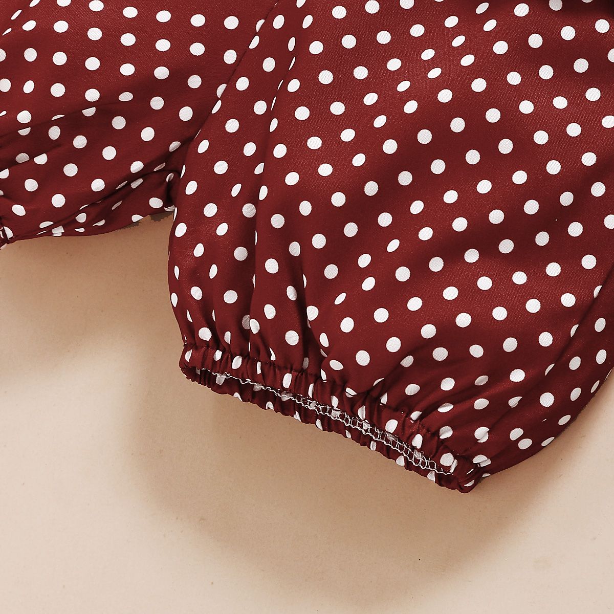 Newborn Baby Girls Outfit Letter Print Short Sleeve Bodysuit + Red Polka Dot Shorts + Headband
