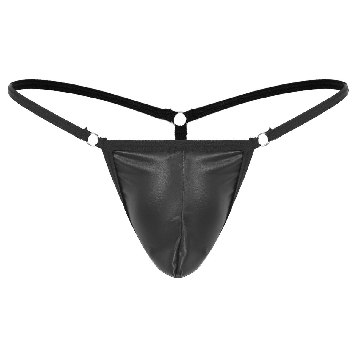 Black A-Mens S Underwear Low Rise G-string PU Leather T-back Elastic