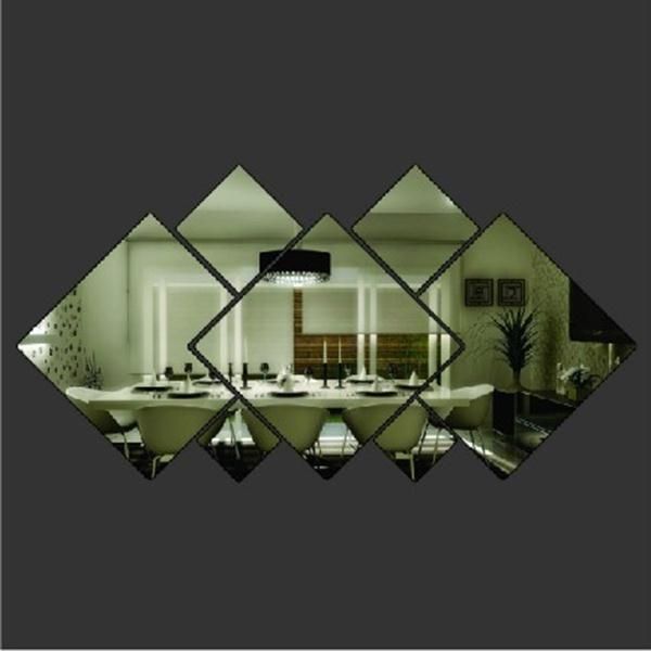 Diamond Shape Acrylic Mirror Effect Silver Wall Sticker Mural Window Glass Tile 177249 Color-0