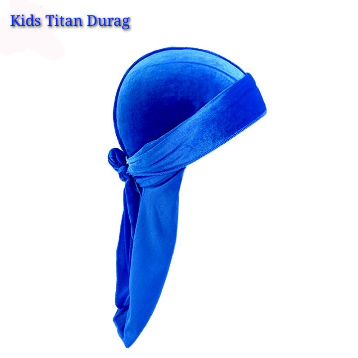 New Kids Plain Blue Velvet Titan Durag