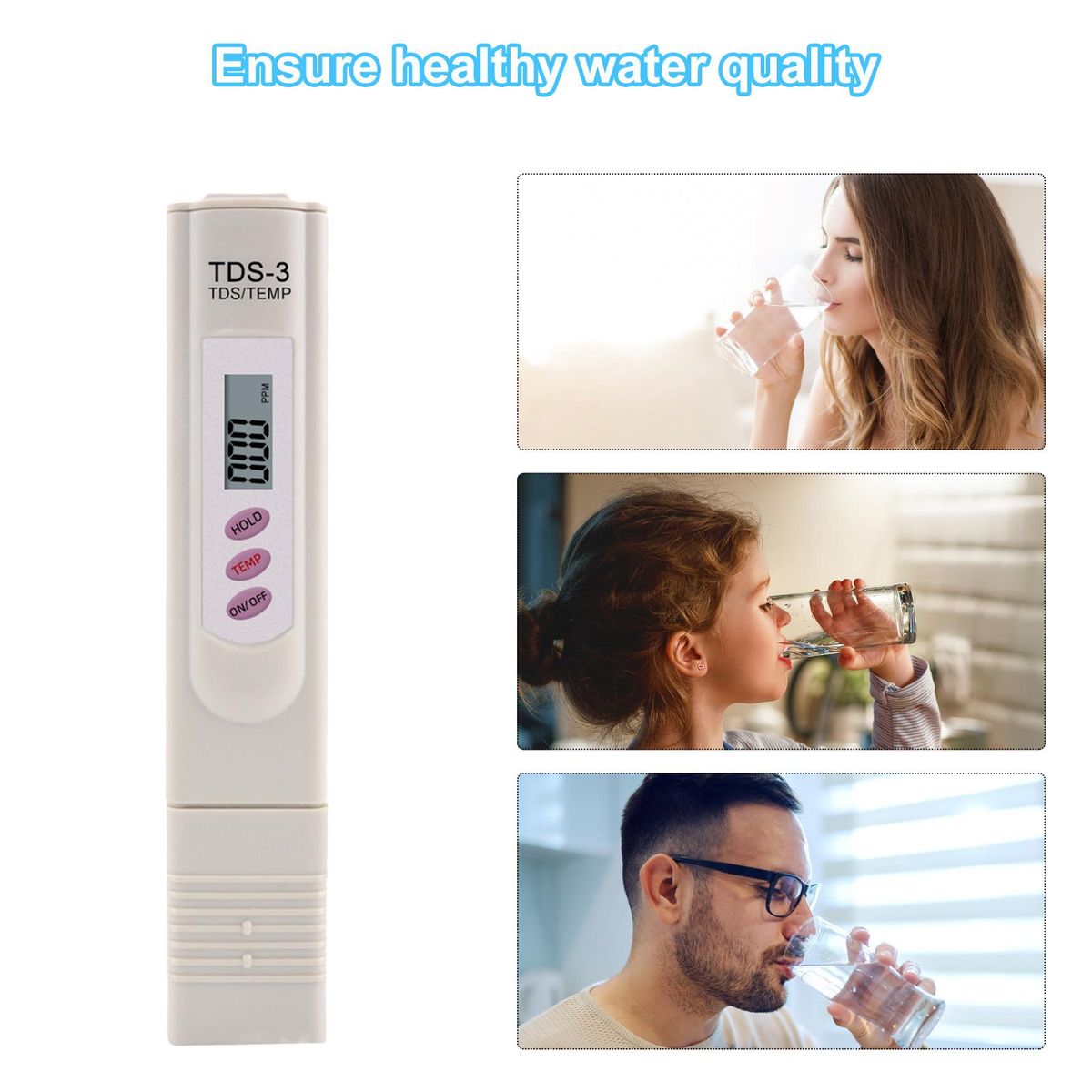 Digital Total Dissolved Solid Meter Water Quality Tester Temperature Meter Accurate and Reliable 0-999ppm Water Test Meter for Drinking Water Aquariums Swimming Pool Spa
